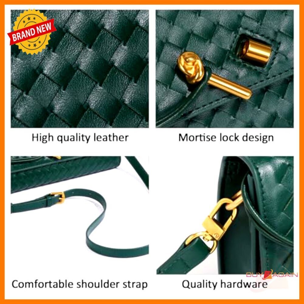 PU Leather Woven Clutch with Adjustable Strap, Crossbody or Shoulder Bag - Picture 3 of 6